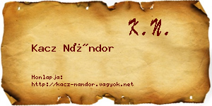 Kacz Nándor névjegykártya